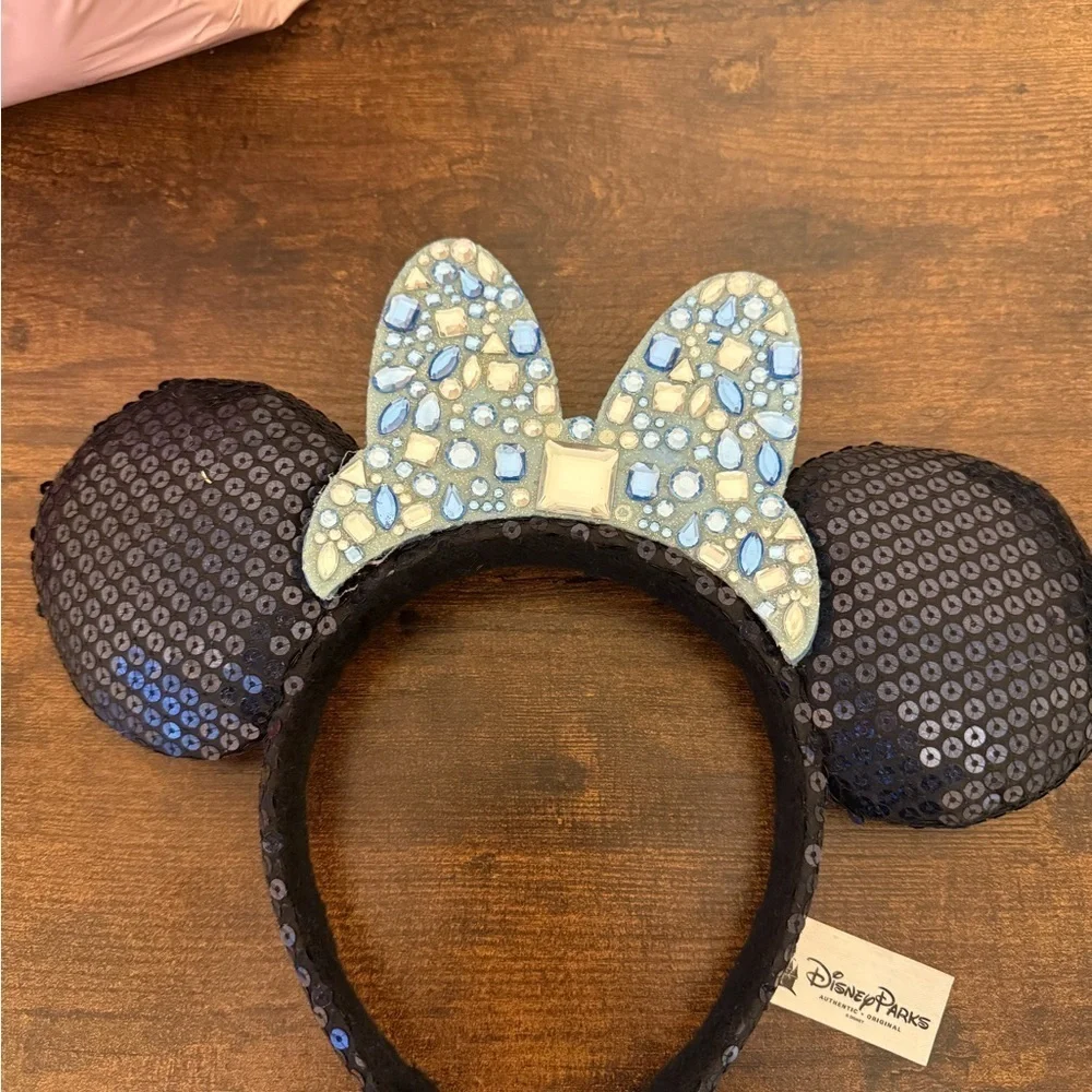 Disney Black and Blue Sequin Minnie Mouse Ears Headband